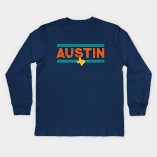 Retro Austin Texas // Vintage Texan Hometown Pride ATX Kids Long Sleeve T-Shirt